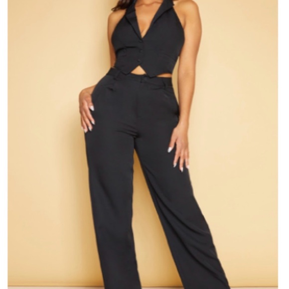 PrettyLittleThing Pants - PrettyLittleThing Black Halter Jumpsuit